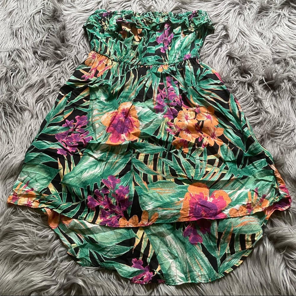 Candies Bright Tropical Flowy Strapless Dress Size Large